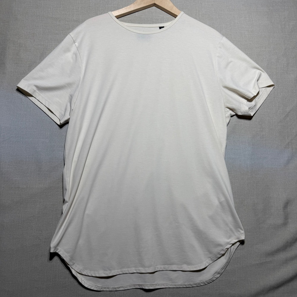 Cuts T Shirt Mens XL Cream SS Curve Hem PYCA Pro Minimalist Luxe Basics MT10004N